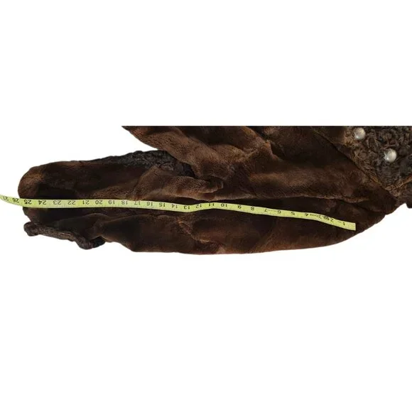 Vintage Natural Sheared Mink & Afghan Karakul Fur Coat Brown Swing Luxury Women - Picture 16 of 16